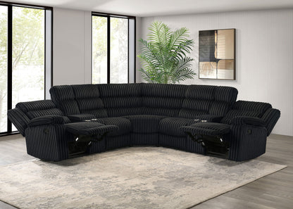 Canapé sectionnel inclinable rembourré Atkinson noir