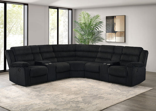 Canapé sectionnel inclinable rembourré Atkinson noir