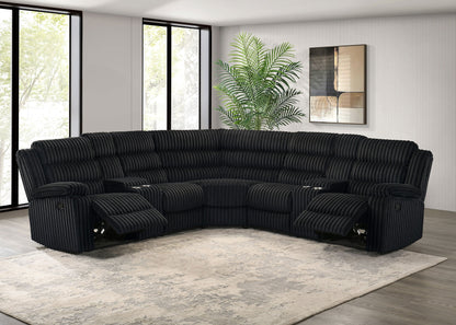 Canapé sectionnel inclinable rembourré Atkinson noir