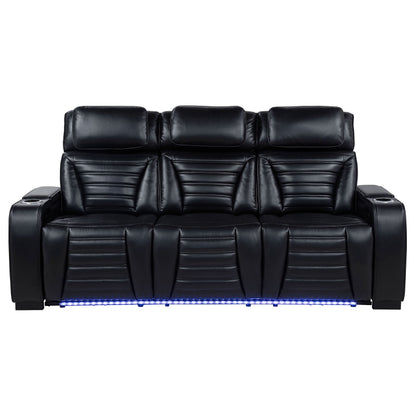 Canapé inclinable à LED en similicuir Zuma, double alimentation, noir