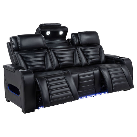 Canapé inclinable à LED en similicuir Zuma, double alimentation, noir