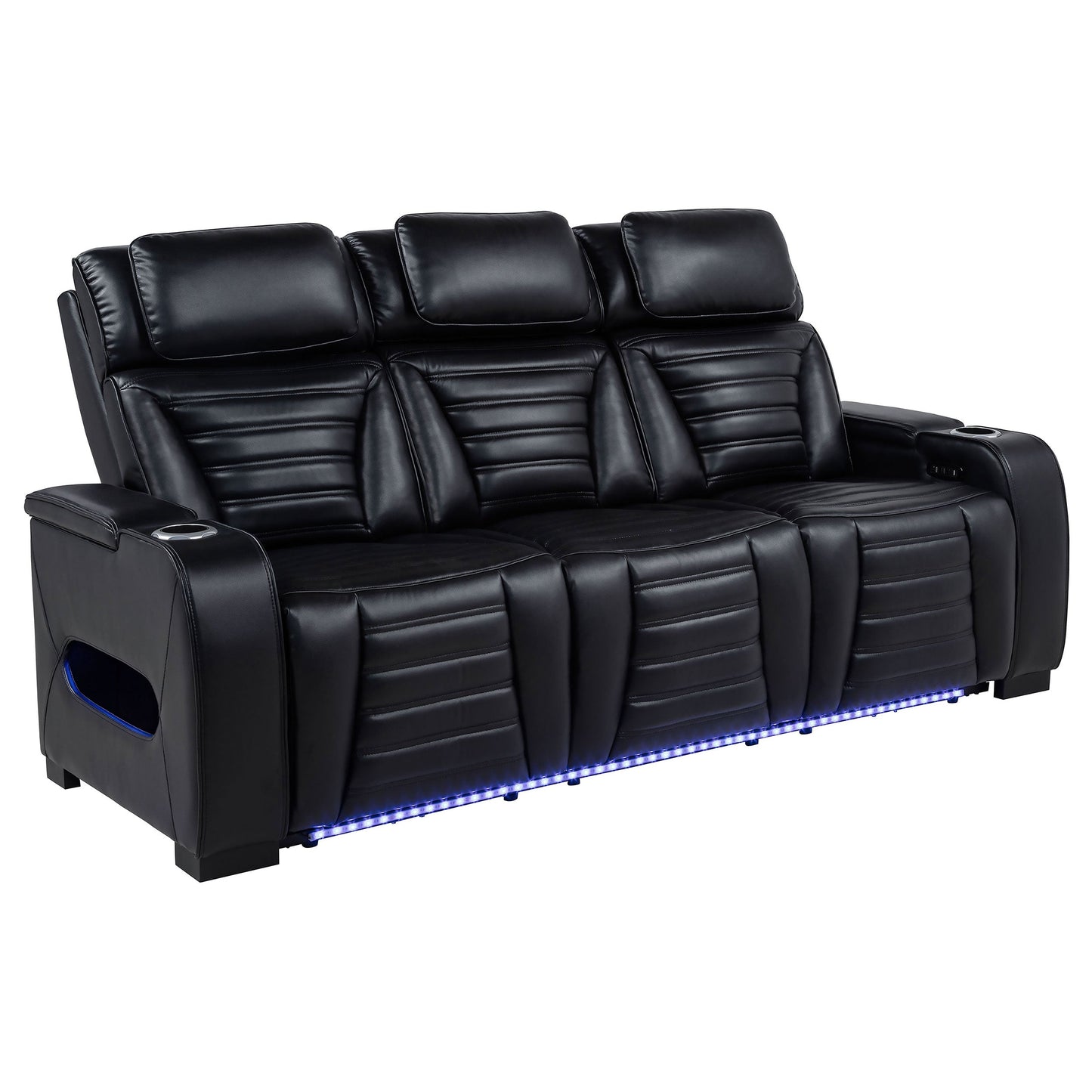 Canapé inclinable à LED en similicuir Zuma, double alimentation, noir