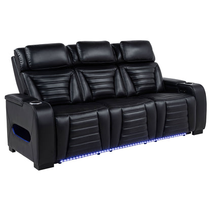 Canapé inclinable à LED en similicuir Zuma, double alimentation, noir