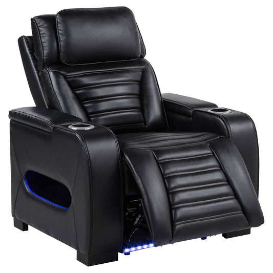 Fauteuil inclinable à LED double alimentation en similicuir Zuma noir