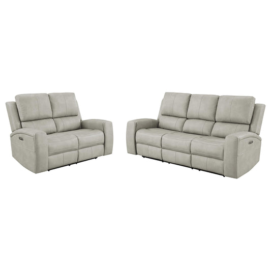Ensemble de canapés inclinables électriques triples Brickston, 2 pièces, gris