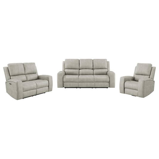 Ensemble de canapés inclinables électriques triple Brickston 3 pièces, gris