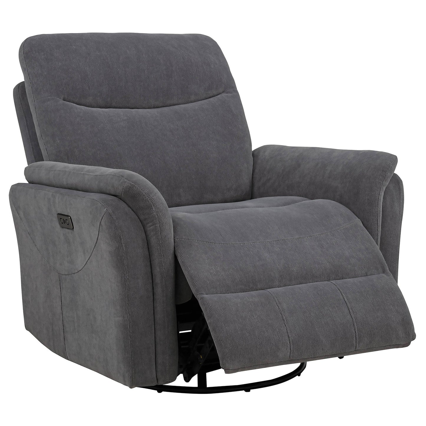 Fauteuil inclinable pivotant et électrique rembourré Adler, gris anthracite