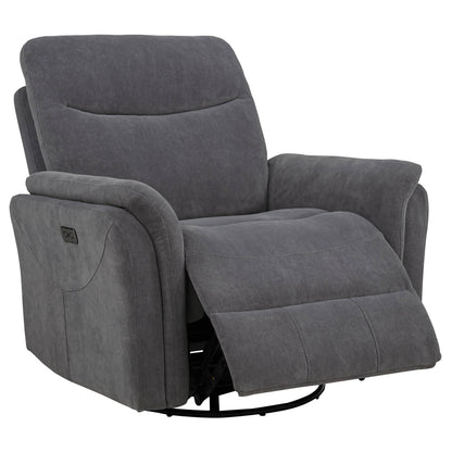 Fauteuil inclinable pivotant et électrique rembourré Adler, gris anthracite