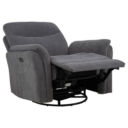 Fauteuil inclinable pivotant et électrique rembourré Adler, gris anthracite