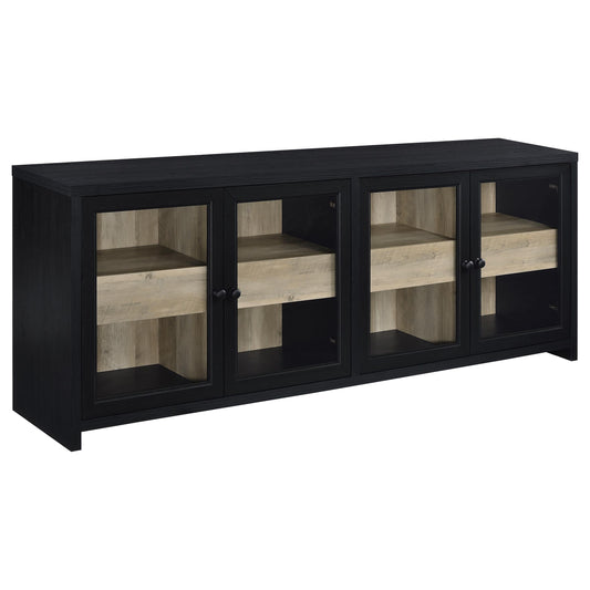 Meuble TV 4 portes Denison 79 pouces, console multimédia, noir