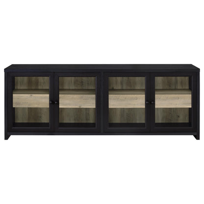Meuble TV 4 portes Denison 79 pouces, console multimédia, noir