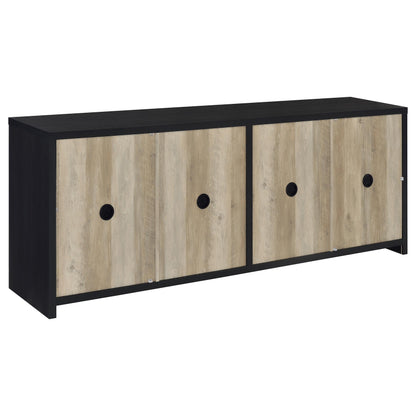 Meuble TV 4 portes Denison 79 pouces, console multimédia, noir