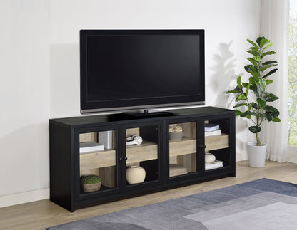 Meuble TV 4 portes Denison 79 pouces, console multimédia, noir