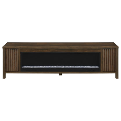 Meuble TV Carey 79 pouces avec cheminée et console multimédia en pin foncé