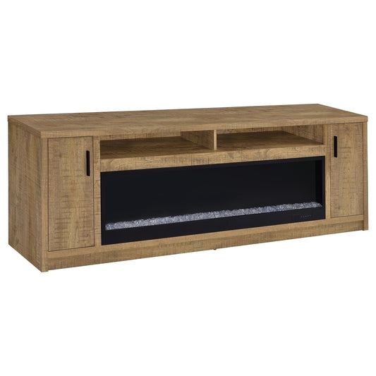 Meuble TV Eddy 79 pouces 2 portes avec cheminée et console multimédia Mango