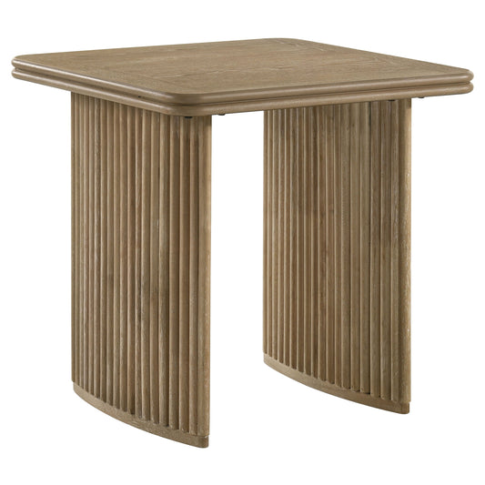 Table d'appoint carrée en bois Adina, marron clair vieilli