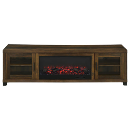 Meuble TV Havering 71 pouces avec cheminée et console multimédia en pin foncé