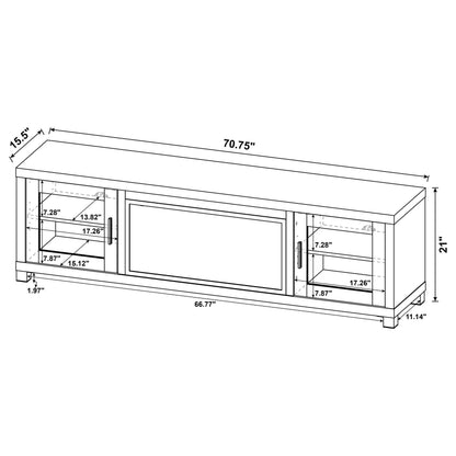 Meuble TV Havering 71 pouces avec cheminée et console multimédia en pin foncé