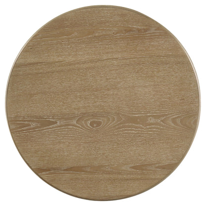 Table d'appoint ronde en bois Adina, marron clair vieilli