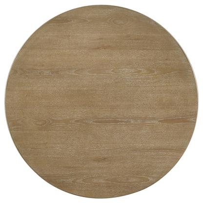 Table basse ronde en bois Adina de 36 pouces, brun clair vieilli